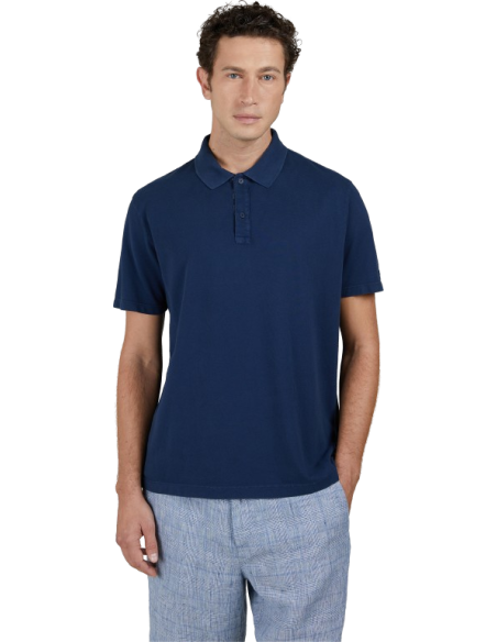 MOON BADGE GARMENT DYED COTTON PIQUÉ POLO SHIRT