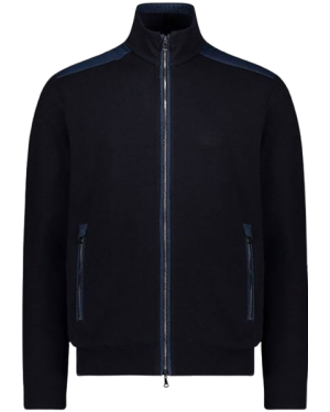 DENIM DETAILS FRESCO FULL ZIP SWEATER