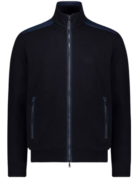 DENIM DETAILS FRESCO FULL ZIP SWEATER