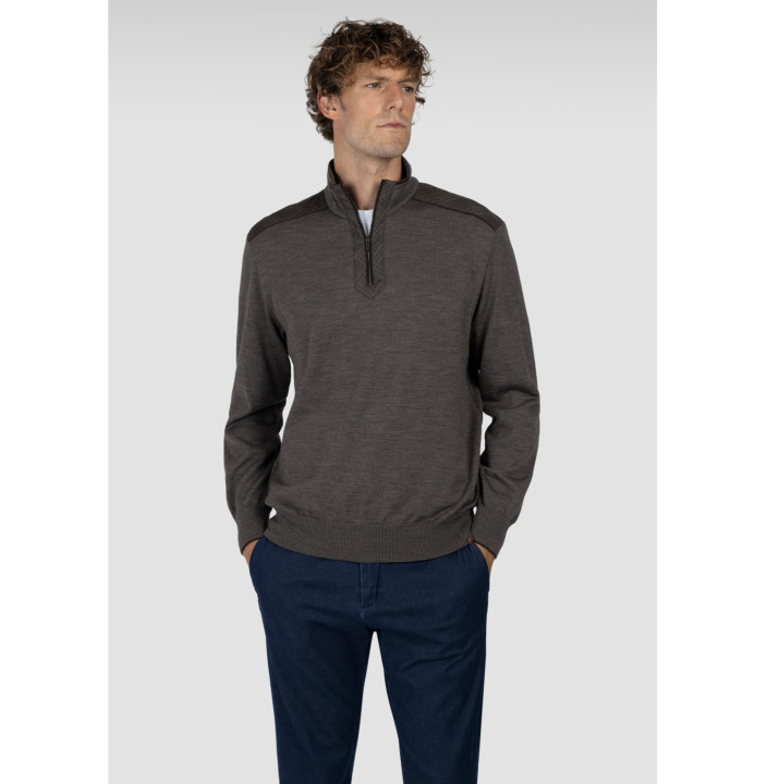 MAGLIA HALF ZIP IN MERINO EXTRAFINE CON SHARK TAG