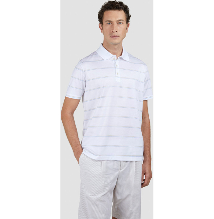 SHARK TAG DOUBLE MERCERISED JERSEY COTTON POLO SHIRT