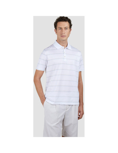 SHARK TAG DOUBLE MERCERISED JERSEY COTTON POLO SHIRT