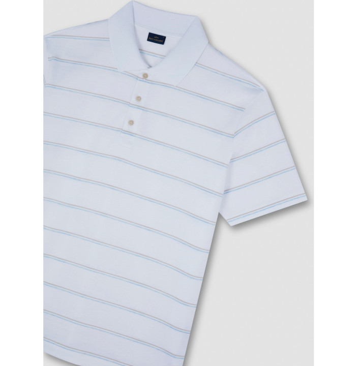 SHARK TAG DOUBLE MERCERISED JERSEY COTTON POLO SHIRT