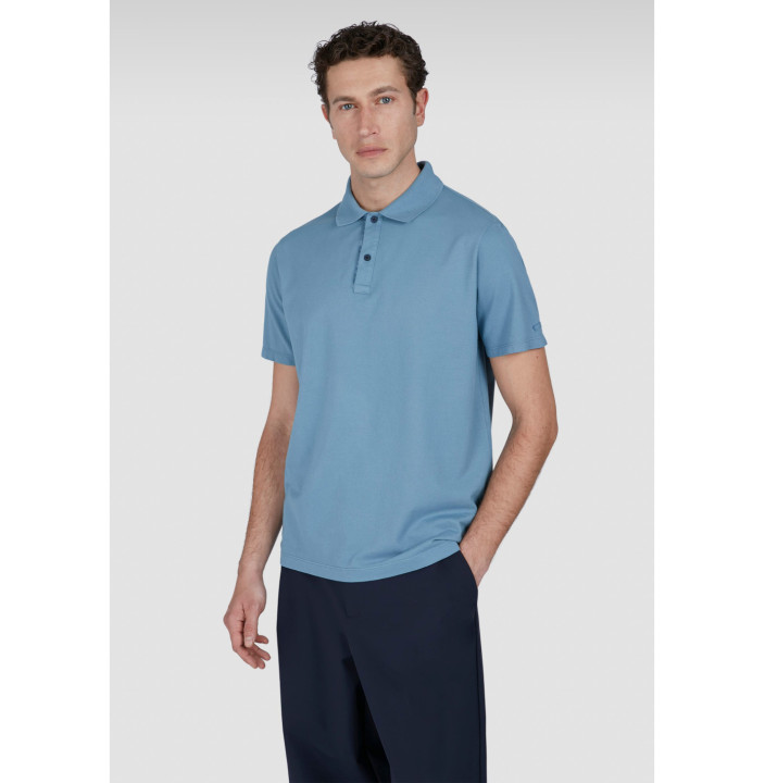 MOON BADGE GARMENT DYED COTTON PIQUÉ POLO SHIRT