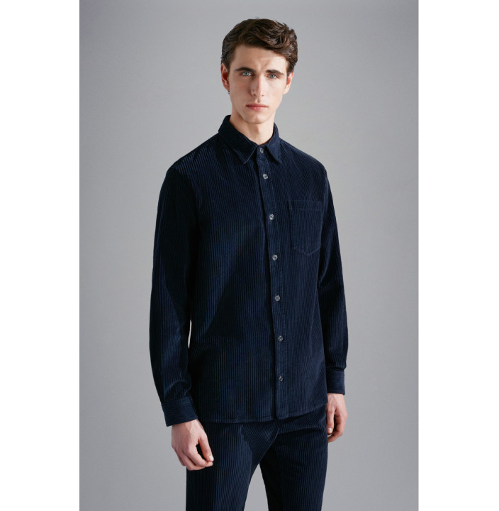 OVERSHIRT IN VELLUTO CON MOON BADGE