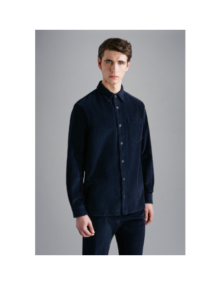 OVERSHIRT IN VELLUTO CON MOON BADGE