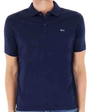 SHARK BADGE DOUBLE MERCERISED JERSEY COTTON POLO SHIRT