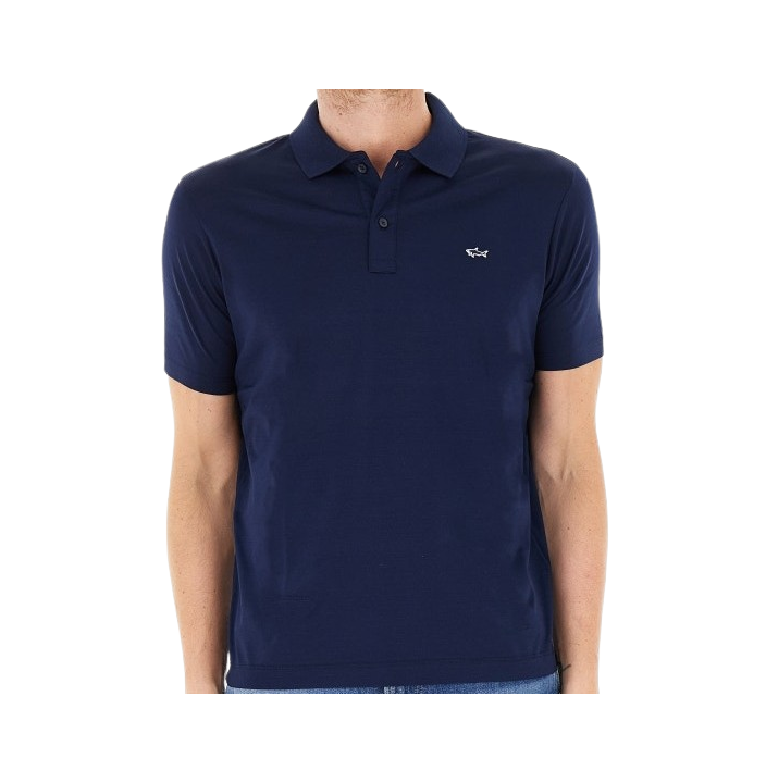 SHARK BADGE DOUBLE MERCERISED JERSEY COTTON POLO SHIRT