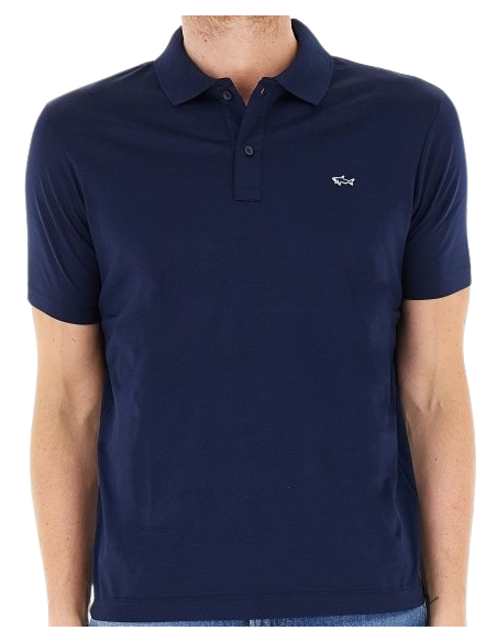 SHARK BADGE DOUBLE MERCERISED JERSEY COTTON POLO SHIRT