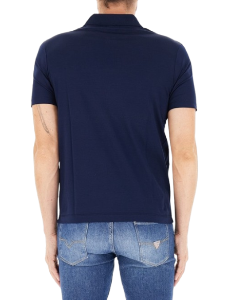 SHARK BADGE DOUBLE MERCERISED JERSEY COTTON POLO SHIRT