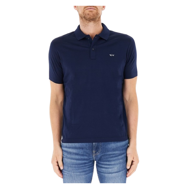 SHARK BADGE DOUBLE MERCERISED JERSEY COTTON POLO SHIRT