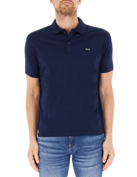 SHARK BADGE DOUBLE MERCERISED JERSEY COTTON POLO SHIRT