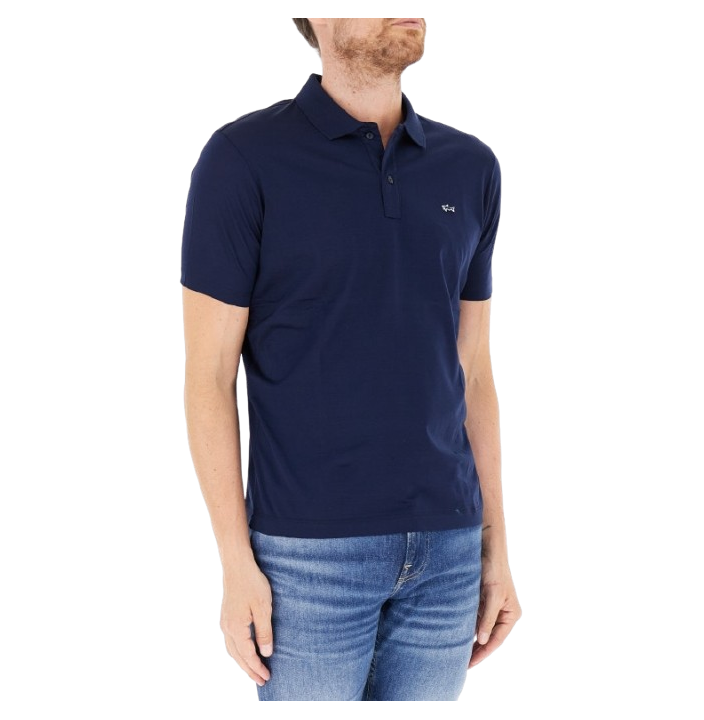 SHARK BADGE DOUBLE MERCERISED JERSEY COTTON POLO SHIRT