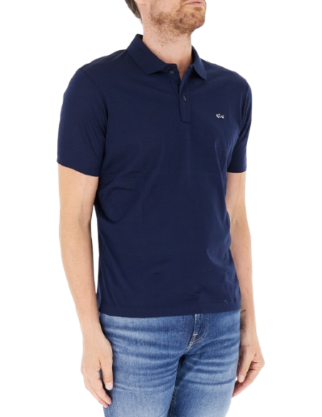 SHARK BADGE DOUBLE MERCERISED JERSEY COTTON POLO SHIRT
