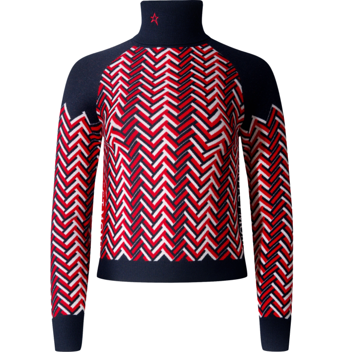 CHUNKY CHEVRON MERINO WOOL TURTLENECK SWEATER