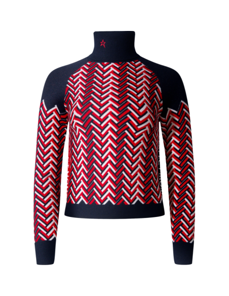 CHUNKY CHEVRON MERINO WOOL TURTLENECK SWEATER