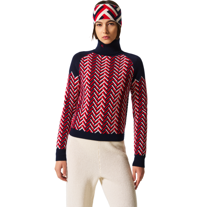 CHUNKY CHEVRON MERINO WOOL TURTLENECK SWEATER