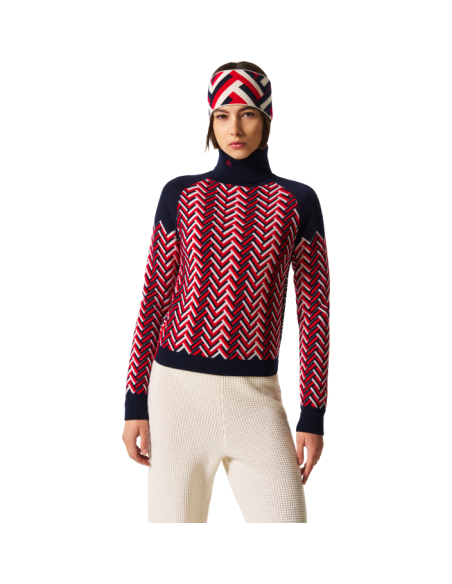 CHUNKY CHEVRON MERINO WOOL TURTLENECK SWEATER