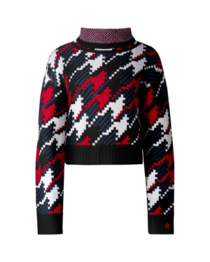 HOUNDSTOOTH MERINO WOOL TURTLENECK SWEATER