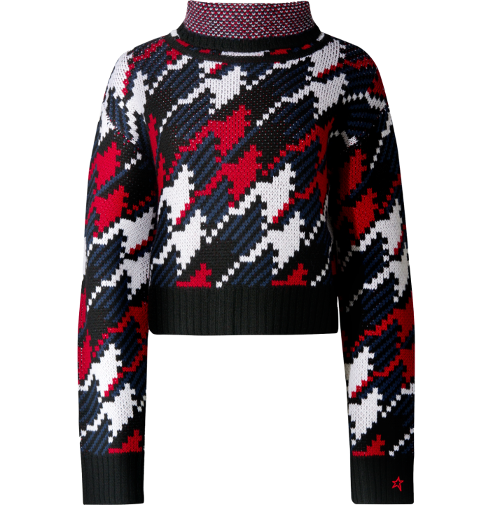 HOUNDSTOOTH MERINO WOOL TURTLENECK SWEATER