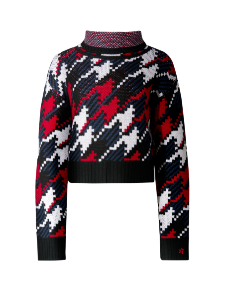 HOUNDSTOOTH MERINO WOOL TURTLENECK SWEATER