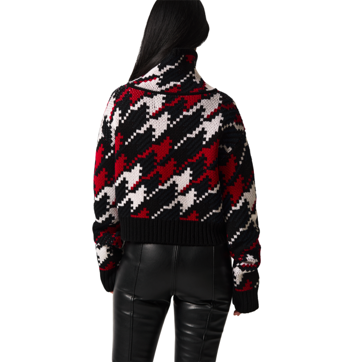 HOUNDSTOOTH MERINO WOOL TURTLENECK SWEATER