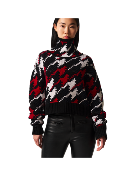 HOUNDSTOOTH MERINO WOOL TURTLENECK SWEATER
