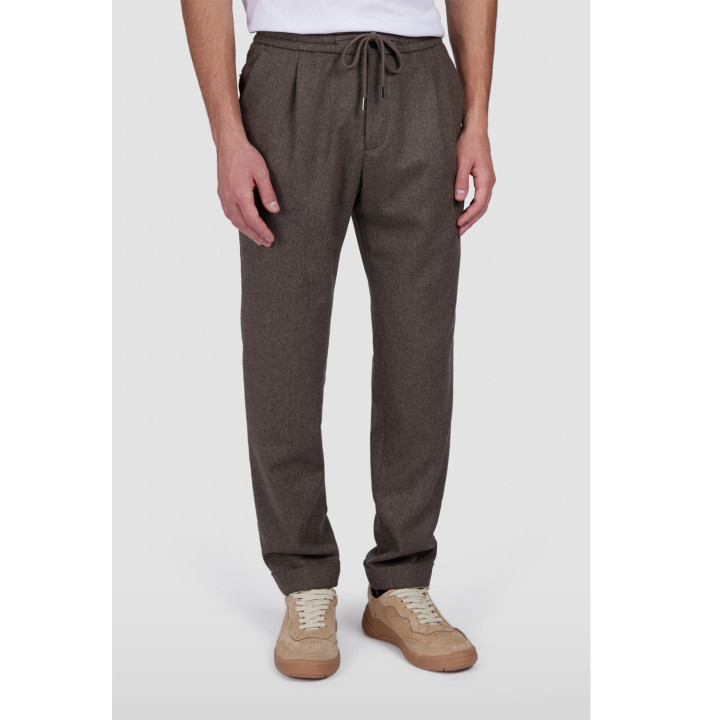 PANTALONE CON COULISSE IN MISTO LANA CON SHARK FIN