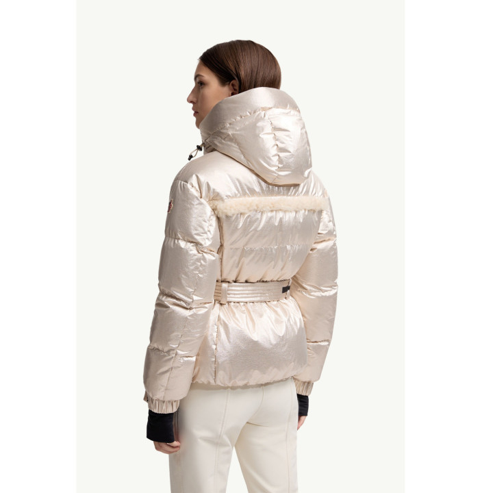 MONDIM METALLIC SHEARLING-TRIMMED HOODED DOWN SKI JACKET