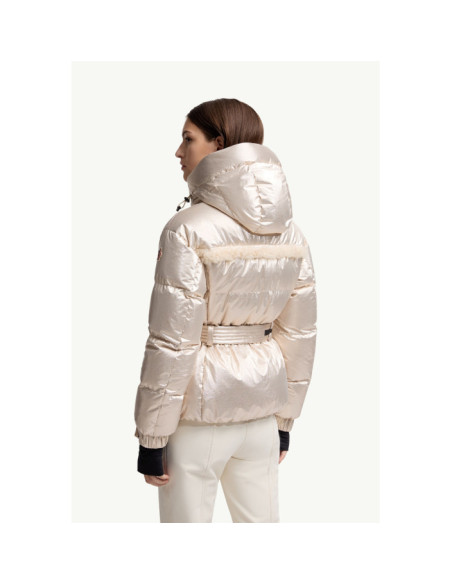 MONDIM METALLIC SHEARLING-TRIMMED HOODED DOWN SKI JACKET