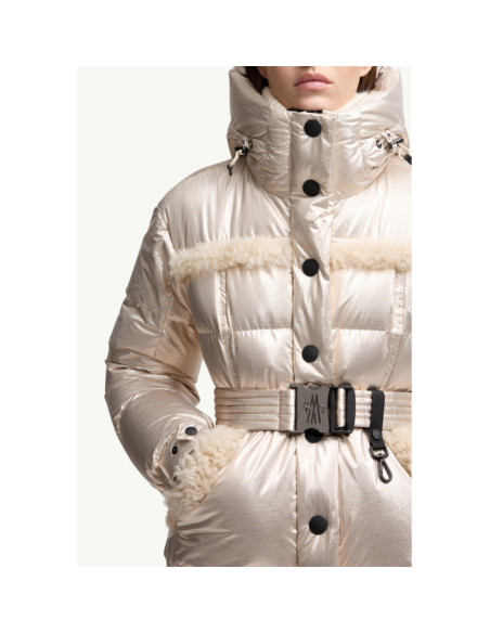 MONDIM METALLIC SHEARLING-TRIMMED HOODED DOWN SKI JACKET