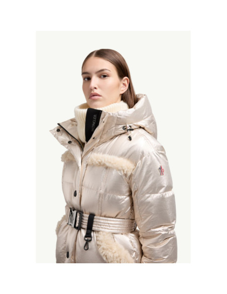 MONDIM METALLIC SHEARLING-TRIMMED HOODED DOWN SKI JACKET