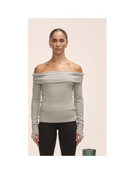 Casall Off Shoulder Rib Long Sleeve