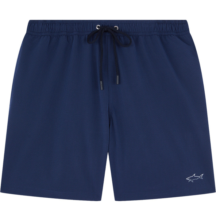 PORTOFINO SEERSUCKER SWIM SHORTS WITH REFLECTIVE SHARK ICON