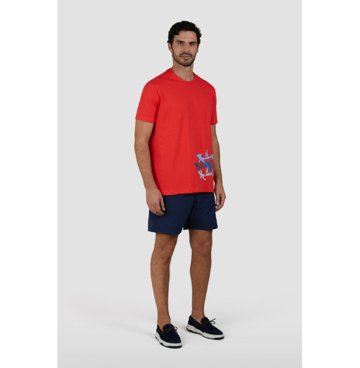 PORTOFINO SEERSUCKER SWIM SHORTS WITH REFLECTIVE SHARK ICON