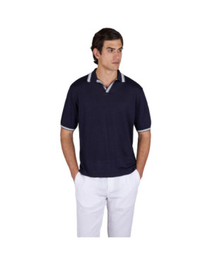 PURE LINEN OPEN COLLAR POLO SHIRT