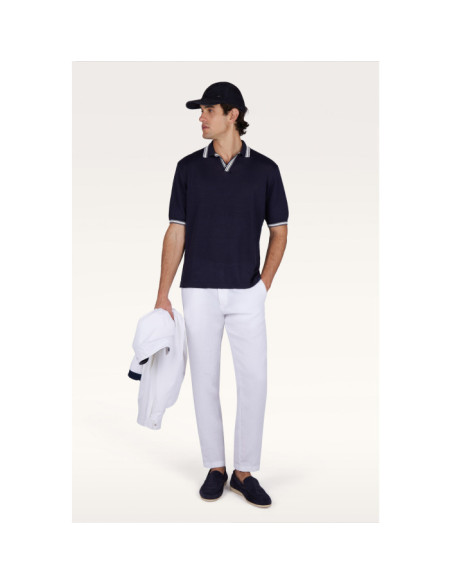 PURE LINEN OPEN COLLAR POLO SHIRT