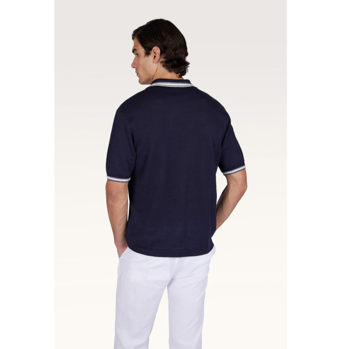 PURE LINEN OPEN COLLAR POLO SHIRT