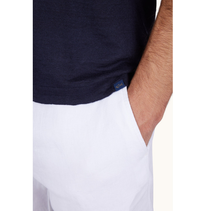 PURE LINEN OPEN COLLAR POLO SHIRT