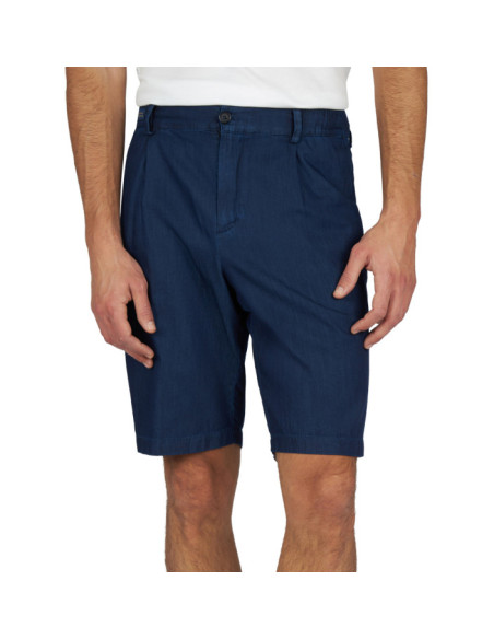 GIZA COTTON LIGHT DENIM BERMUDA SHORTS WITH DRAWSTRING