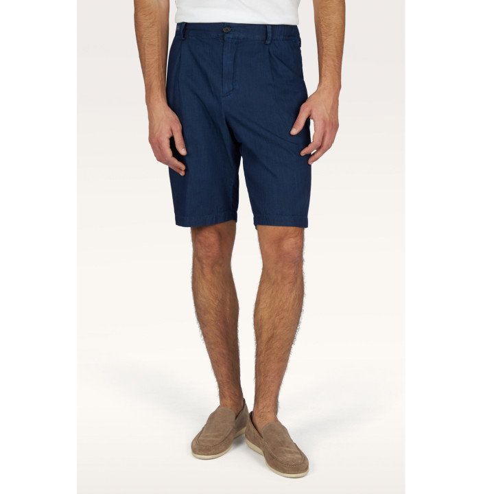 GIZA COTTON LIGHT DENIM BERMUDA SHORTS WITH DRAWSTRING