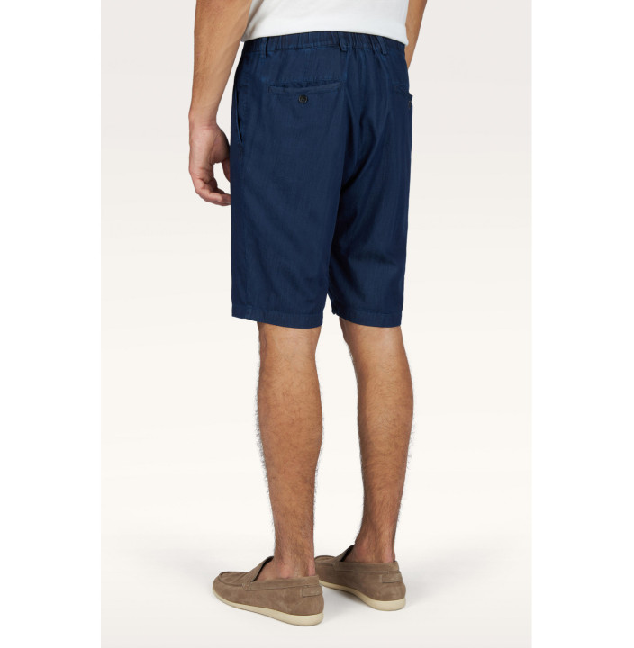 GIZA COTTON LIGHT DENIM BERMUDA SHORTS WITH DRAWSTRING