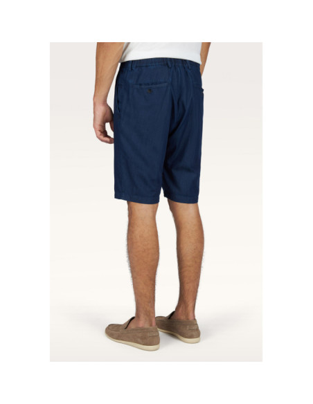 GIZA COTTON LIGHT DENIM BERMUDA SHORTS WITH DRAWSTRING