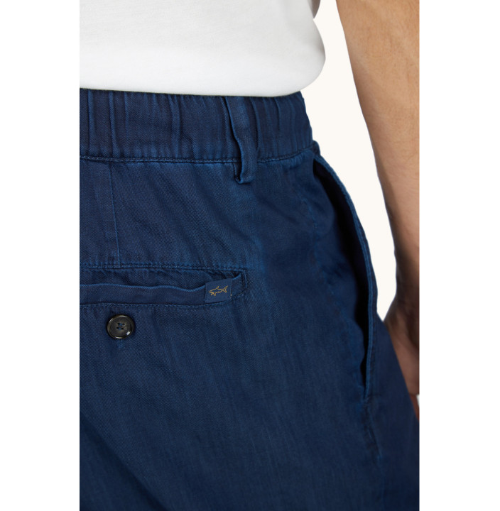 GIZA COTTON LIGHT DENIM BERMUDA SHORTS WITH DRAWSTRING