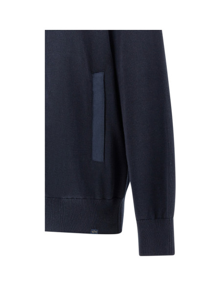 FRESCO COTTON FULL ZIP SWEATER WITH LINEN DETAILS