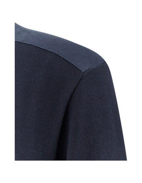 FRESCO COTTON FULL ZIP SWEATER WITH LINEN DETAILS