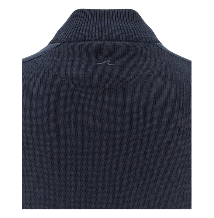 FRESCO COTTON FULL ZIP SWEATER WITH LINEN DETAILS