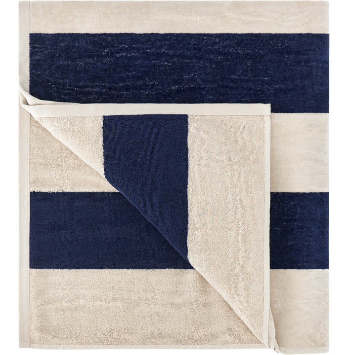 P&S EMBROIDERED COTTON-TERRY STRIPED BEACH TOWEL