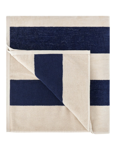 P&S EMBROIDERED COTTON-TERRY STRIPED BEACH TOWEL