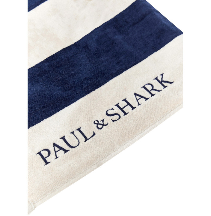 P&S EMBROIDERED COTTON-TERRY STRIPED BEACH TOWEL